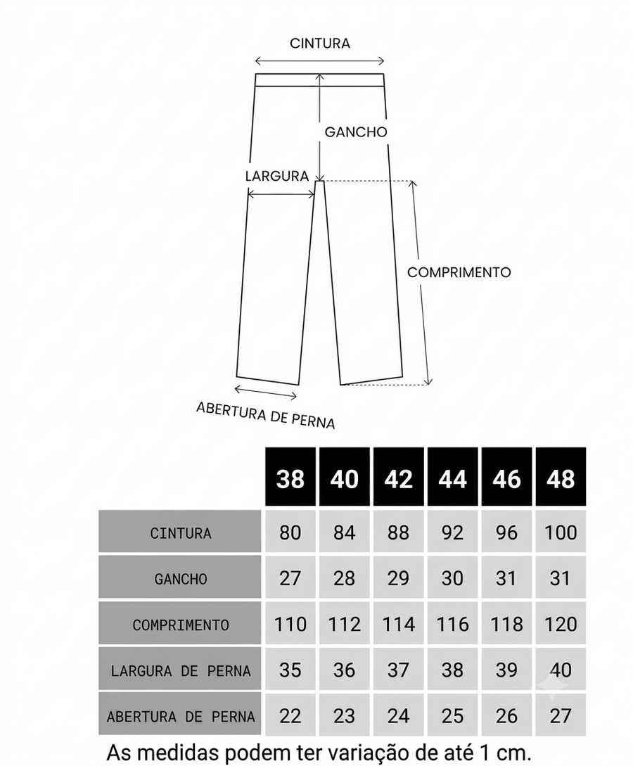 Tabela de medidas