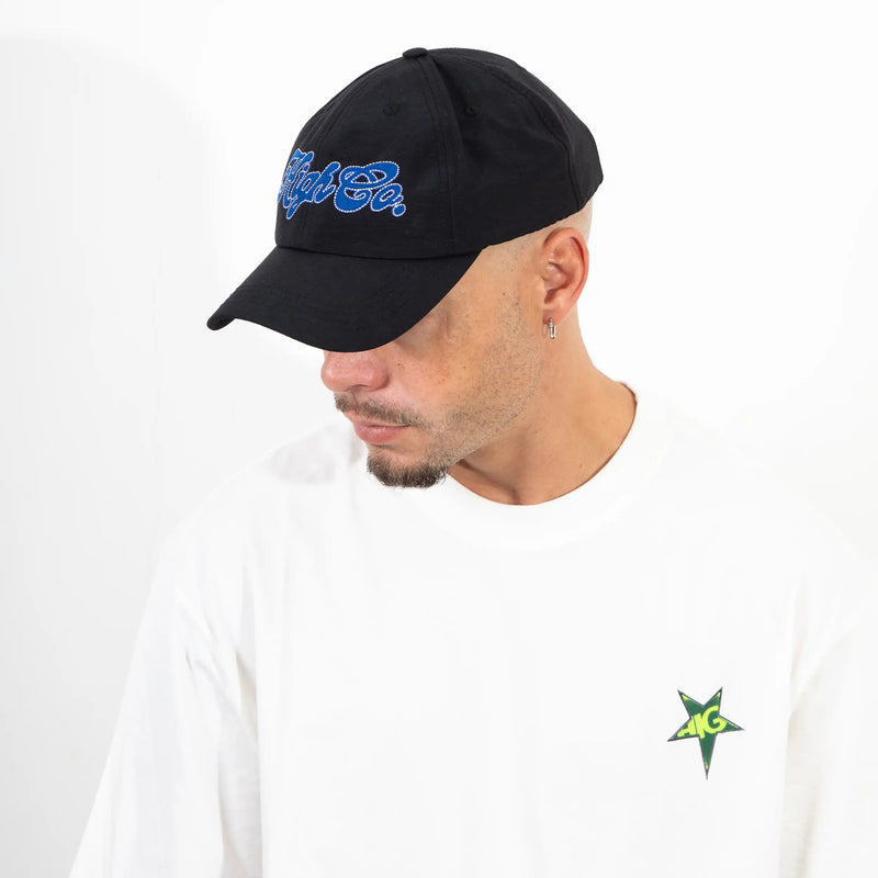 6 Panel Hat Script Black