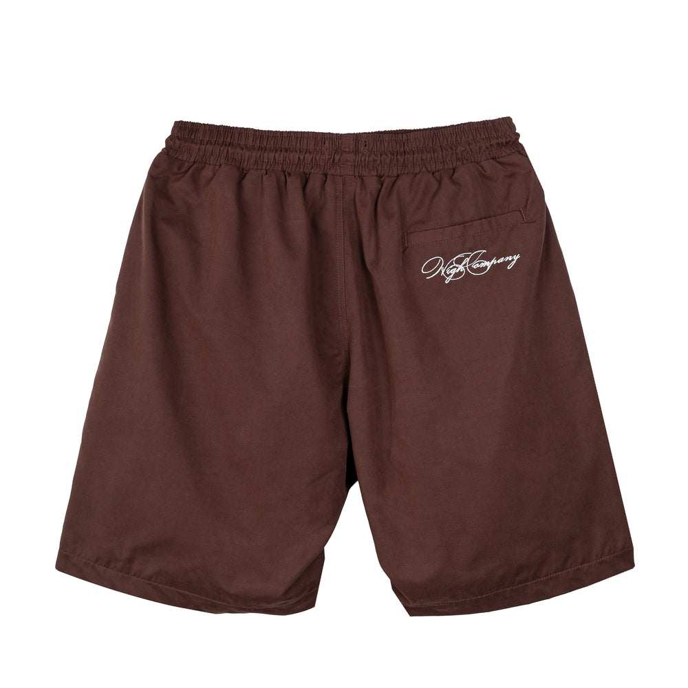 Pleated Mesh Shorts Brown