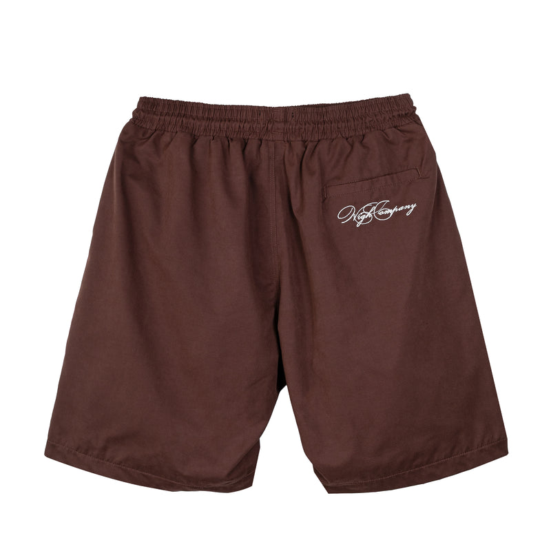 Pleated Mesh Shorts Brown