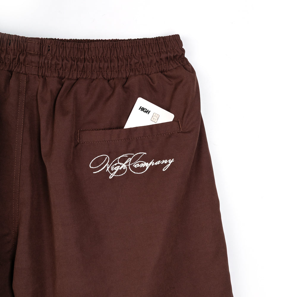 Pleated Mesh Shorts Brown
