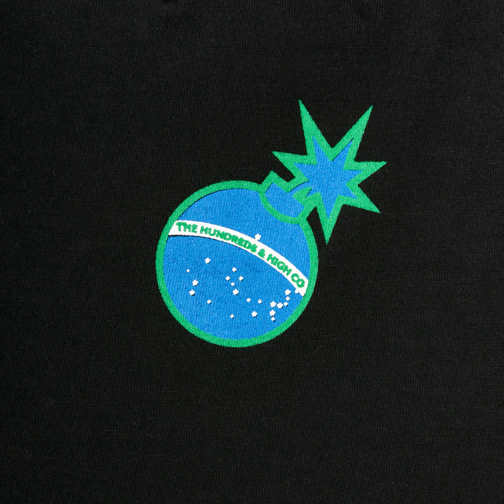Flames Bar Logo Tee Washed Black