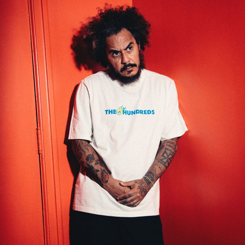 Flames Bar Logo Tee White