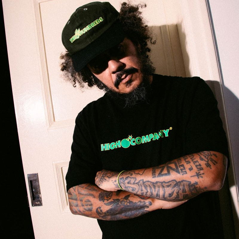 Flames Bar Logo Tee Washed Black